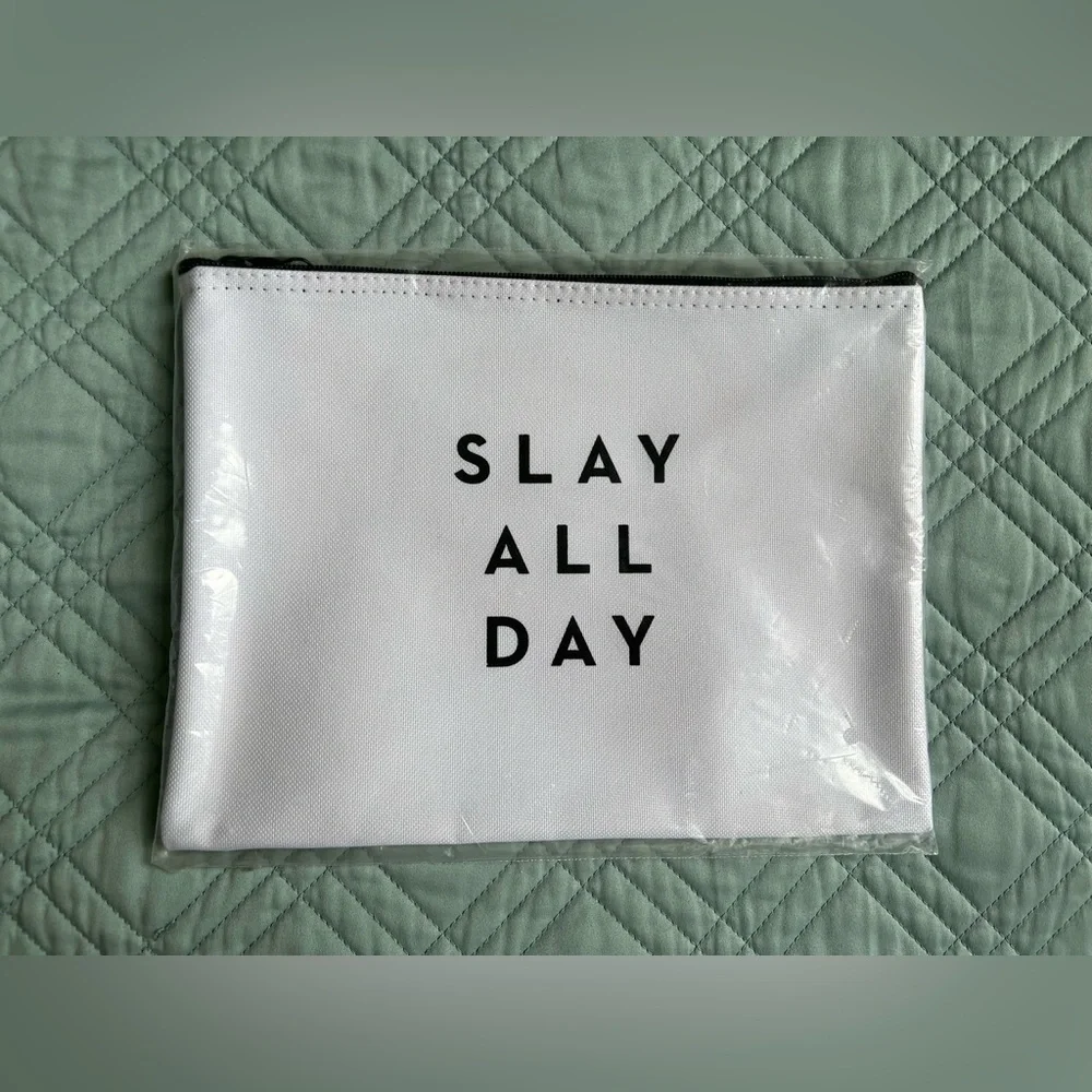 NEW Milly Haute Mess Beach Please Slay All Day Resting Face Pouch Clutch Bag
